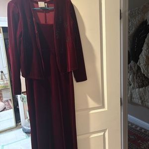 Vintage velvet long dress with jacket
